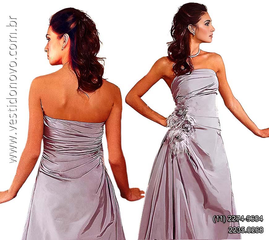 vestido de festa em tafet� chumbo, Bodas de Prata em S�o Paulo