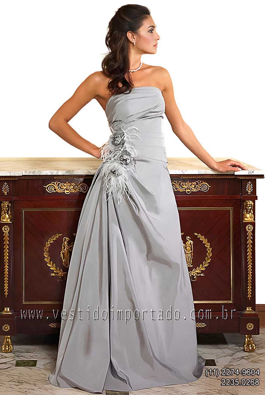 vestido de festa em tafet� chumbo, Bodas de Prata em S�o Paulo