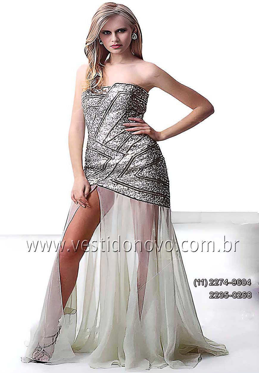vestido para bodas de prata, m�e da noiva, plus size, com pedraria brilho e transpar�ncia em S�o Paulo