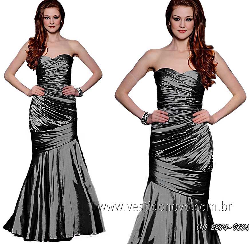 vestido de festa cinza chumbo, para bodas de prata, tamanho grande, plus size em S�o Paulo
