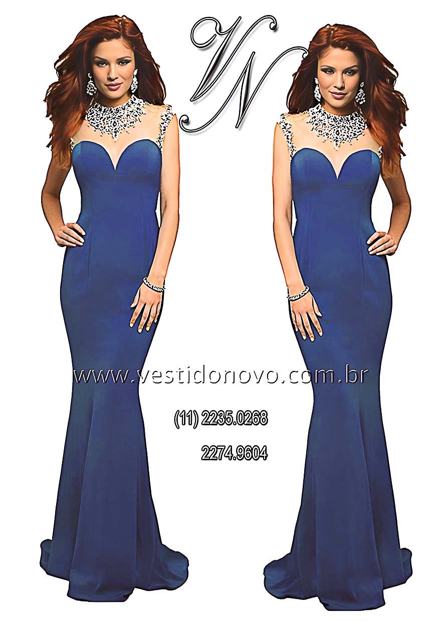 vestido bodas de prata, azul royal, com brilho e pedraria, S�o Paulo, sp