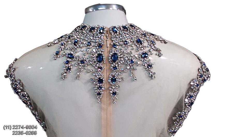 vestido bodas de prata, azul royal, com brilho e pedraria, S�o Paulo, sp