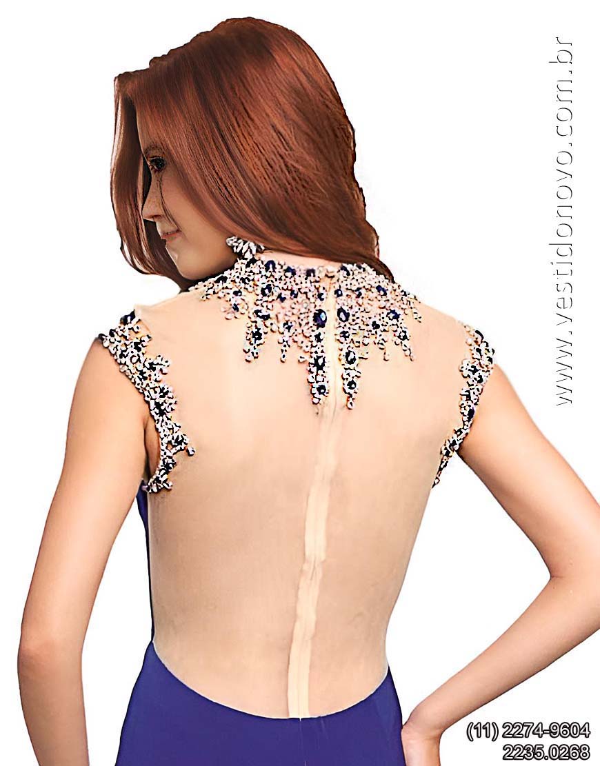 vestido bodas de prata, azul royal, com brilho e pedraria, S�o Paulo, sp