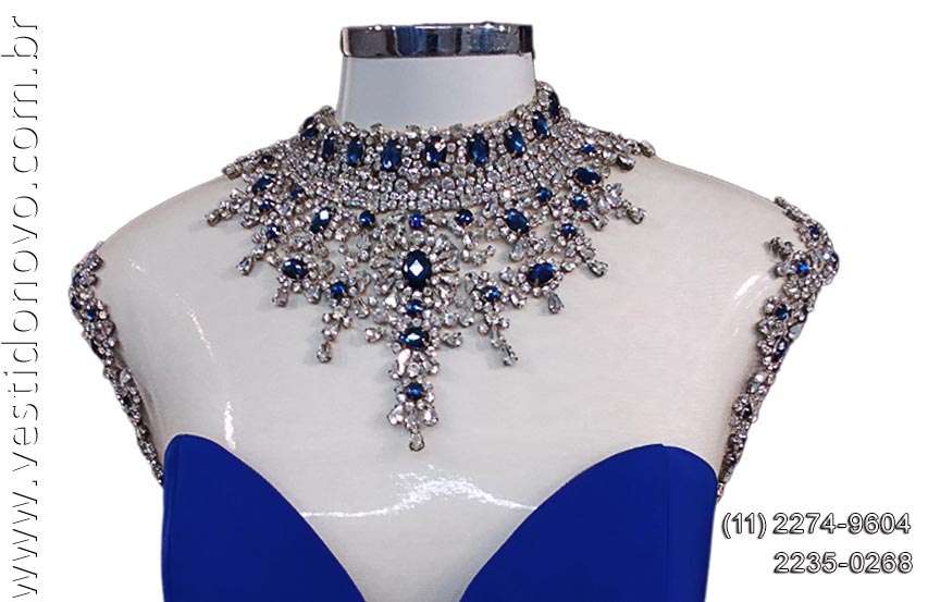 vestido bodas de prata, azul royal, com brilho e pedraria, S�o Paulo, sp